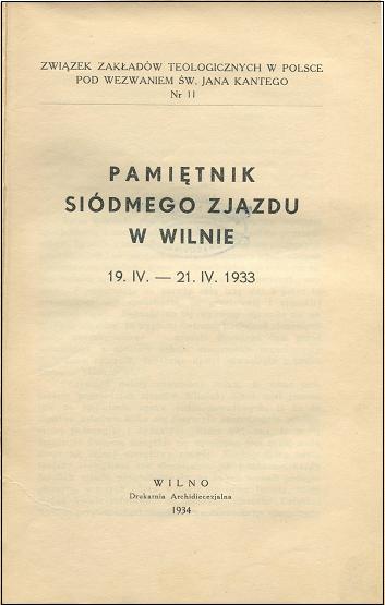 PAMITNIK Sidmego Zjazdu w Wilnie 19. IV. - 21. IV. 1933