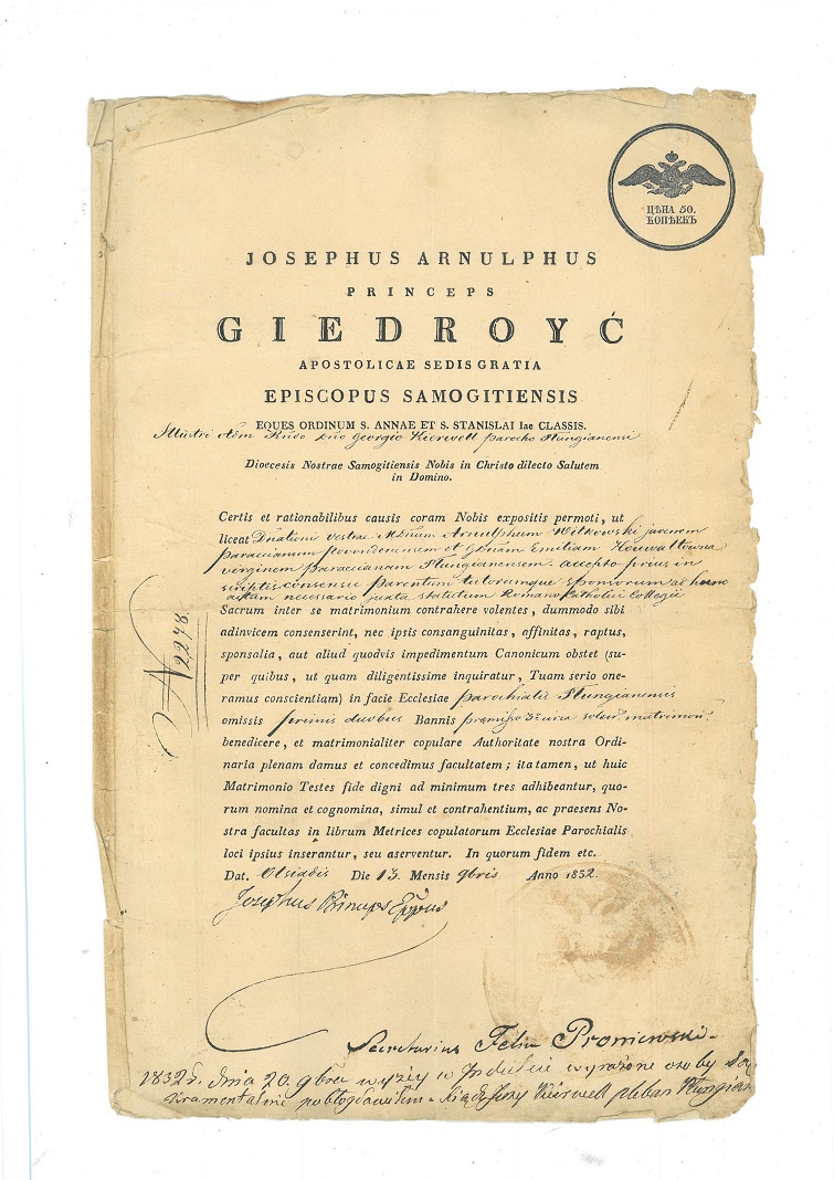 GIEDROY Jzef Arnulf (1754-1838) biskup mudzki.
