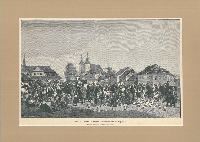 (KRAKW. Targ zboowy w Krakowie). Getreidemarkt in Krakau.