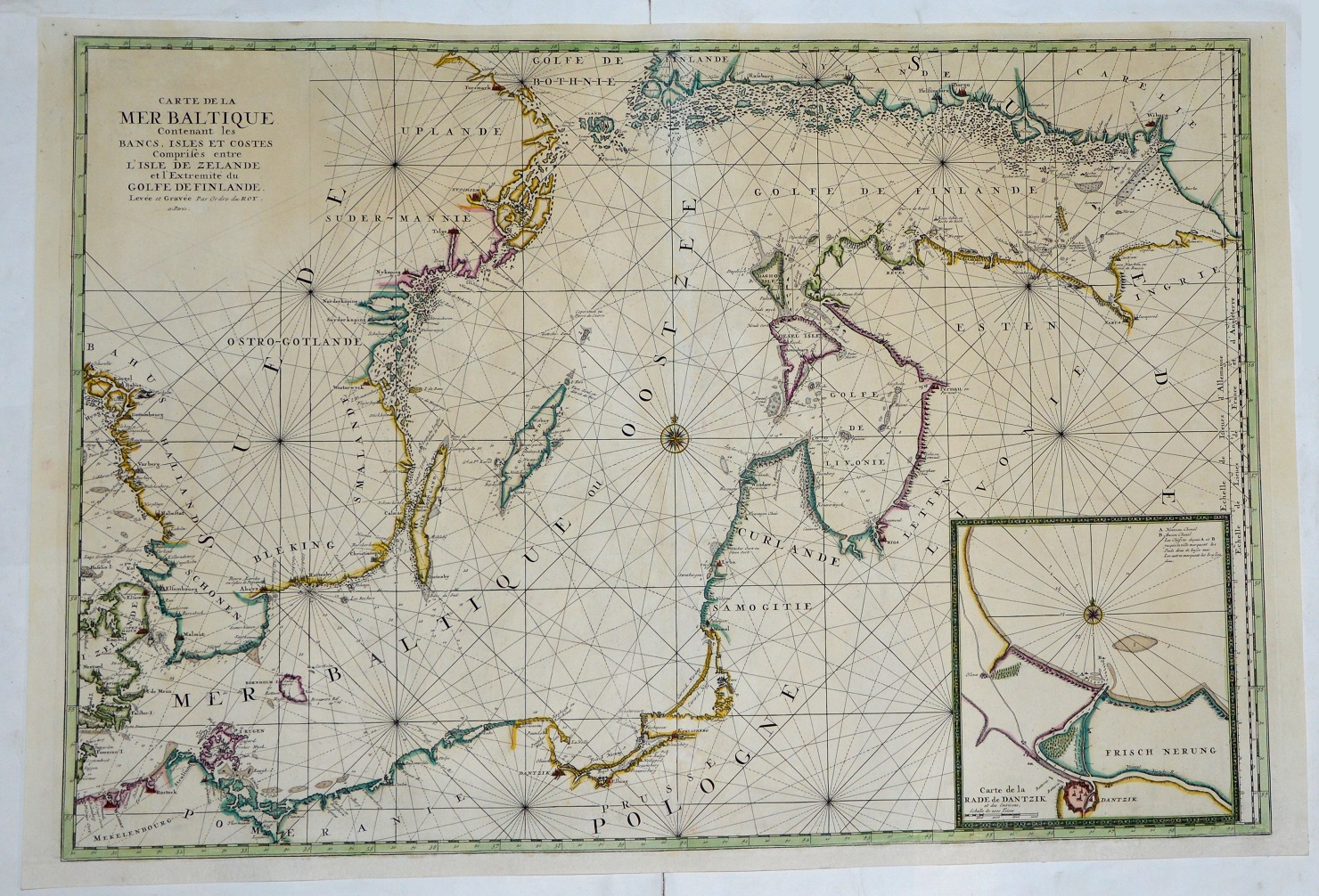 (BATYK). "Carte de la Mer Baltique, Contenant les bancs, isles et costes Comprises entre l'Isle de Zelande et l'Extremit du Golfe de Finlande. Levee et Gravee Par Ordre du Roy, a Paris".